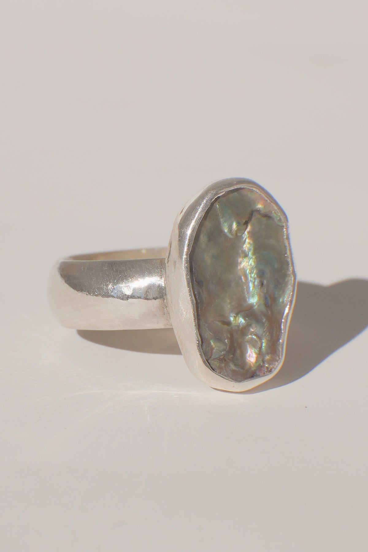 Chunky Band Abalone Ring 7