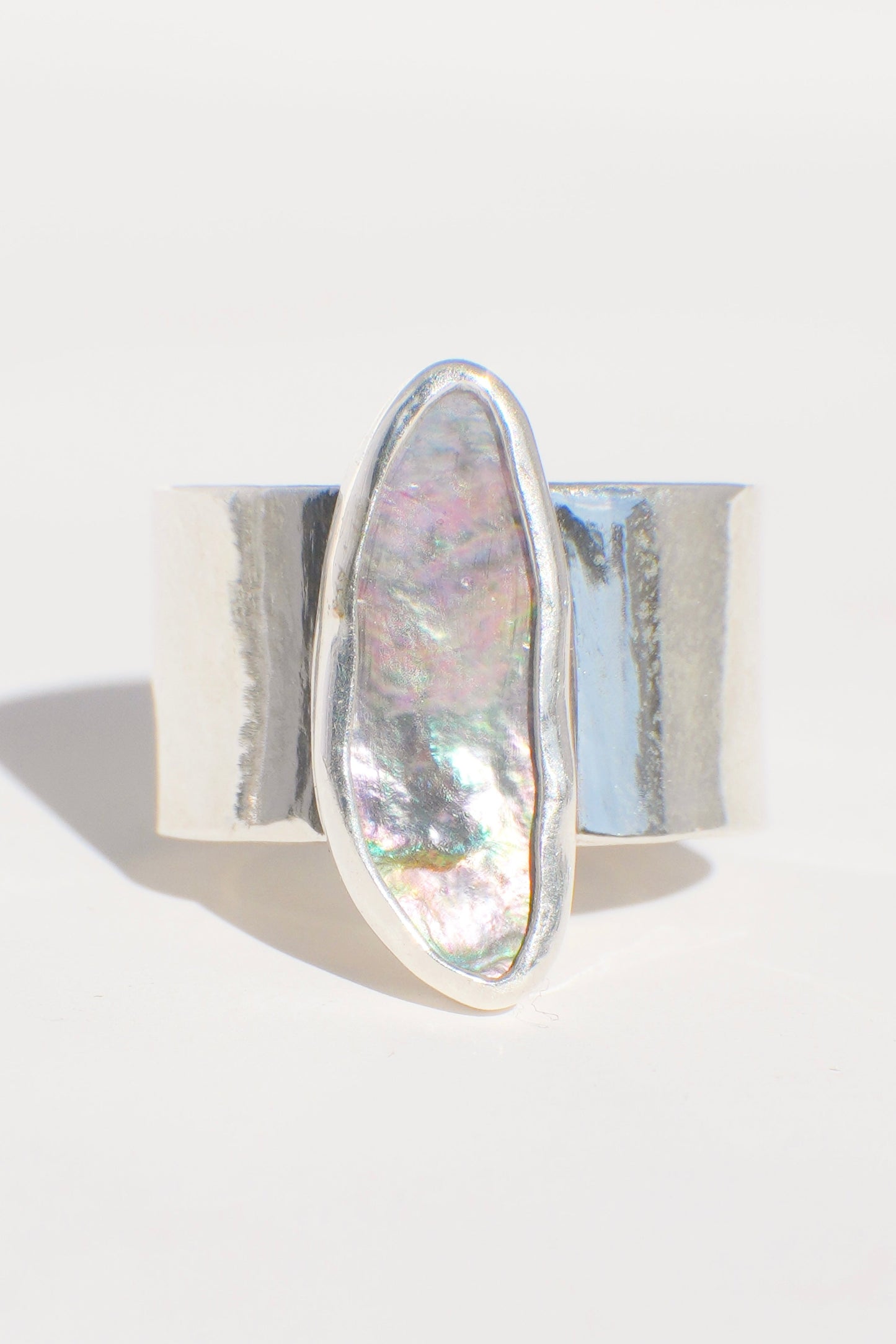 Wide Band Abalone Ring 6