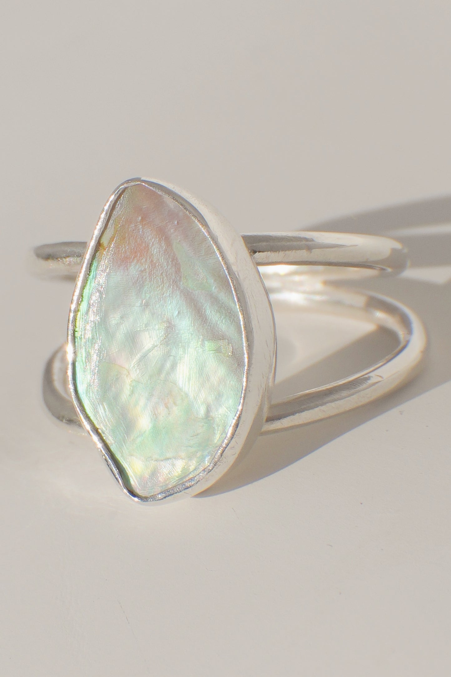 Double Band Abalone Ring 10