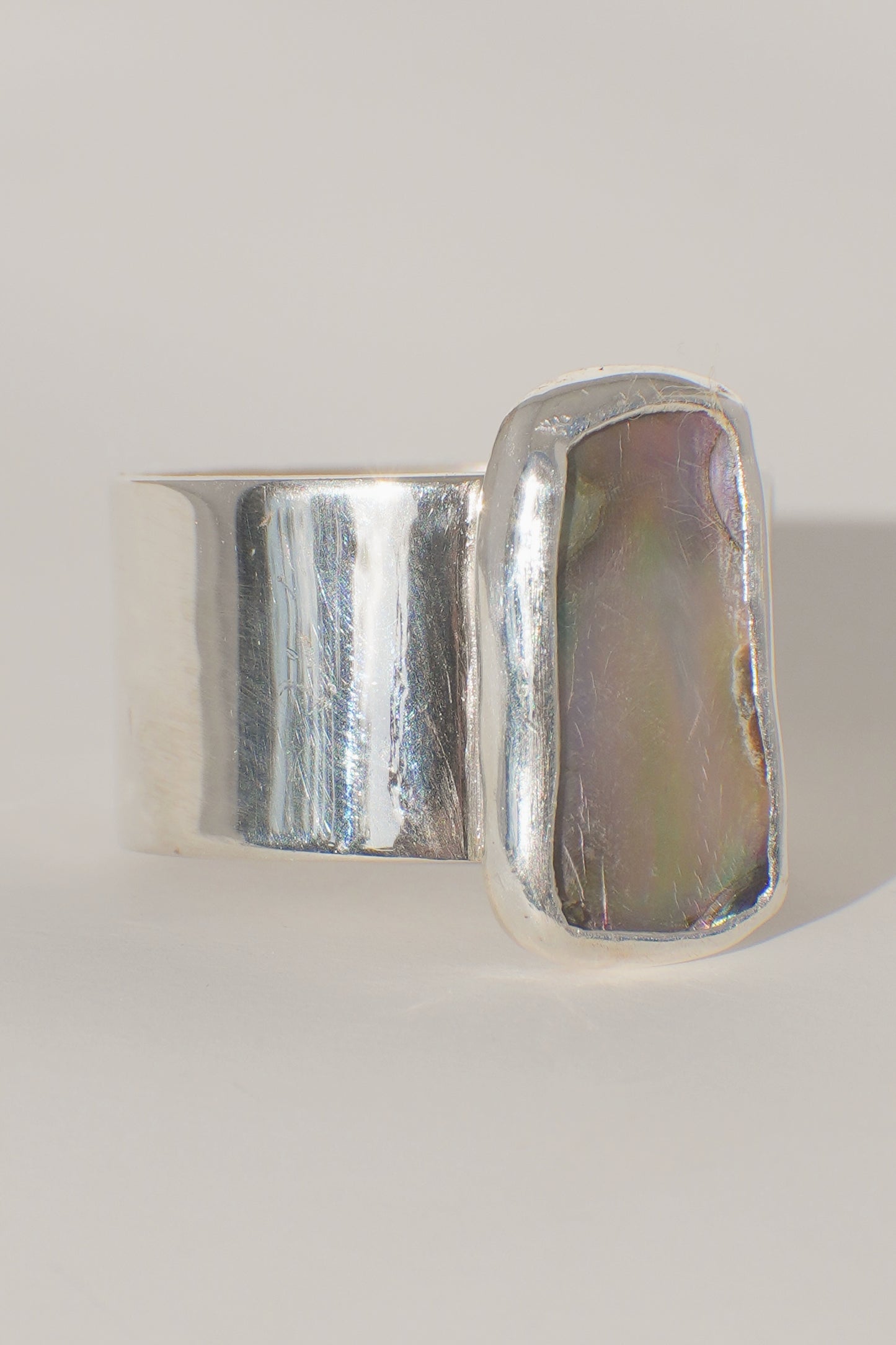Wide Band Abalone Ring 7.5