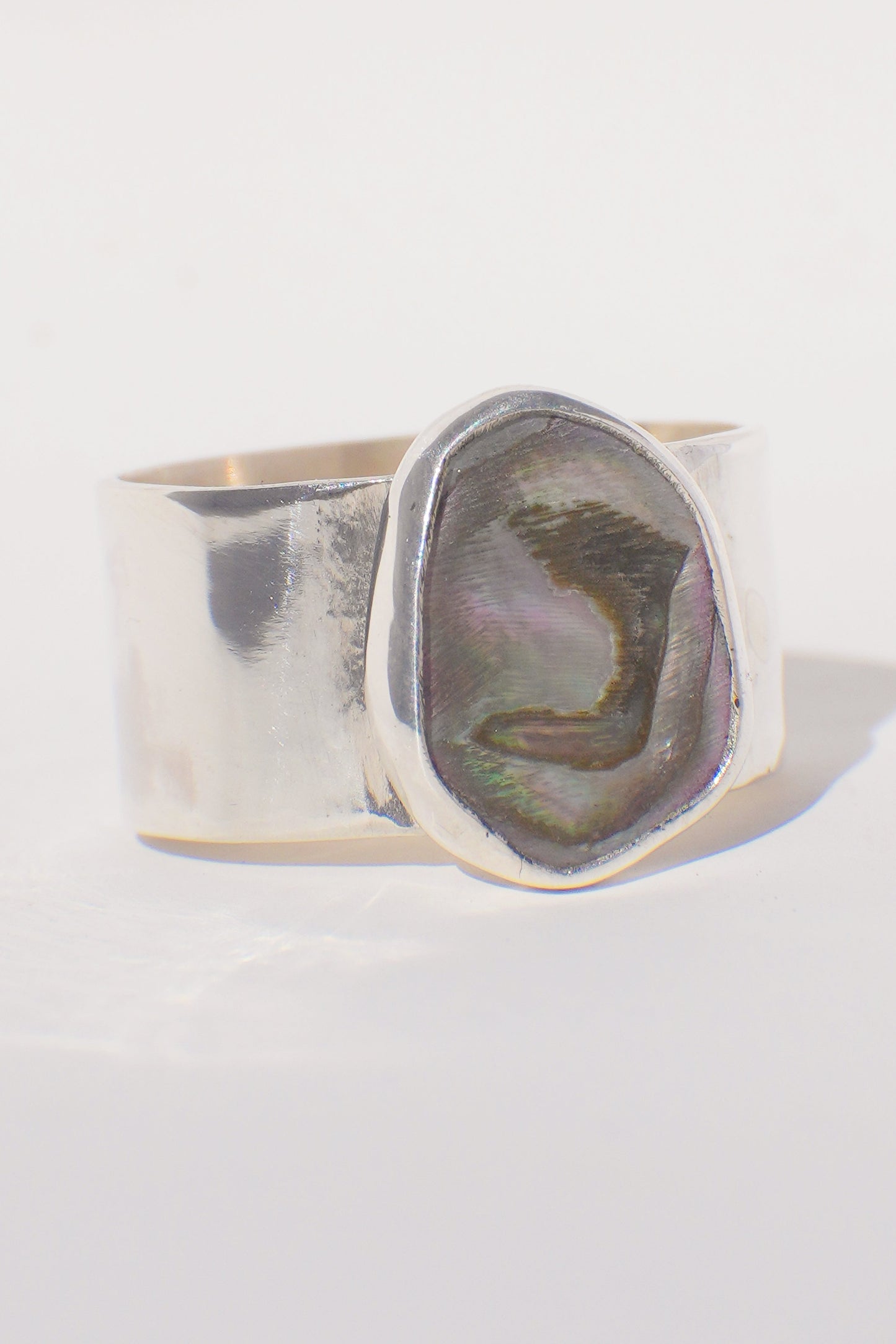 Wide Band Abalone Ring 7.5