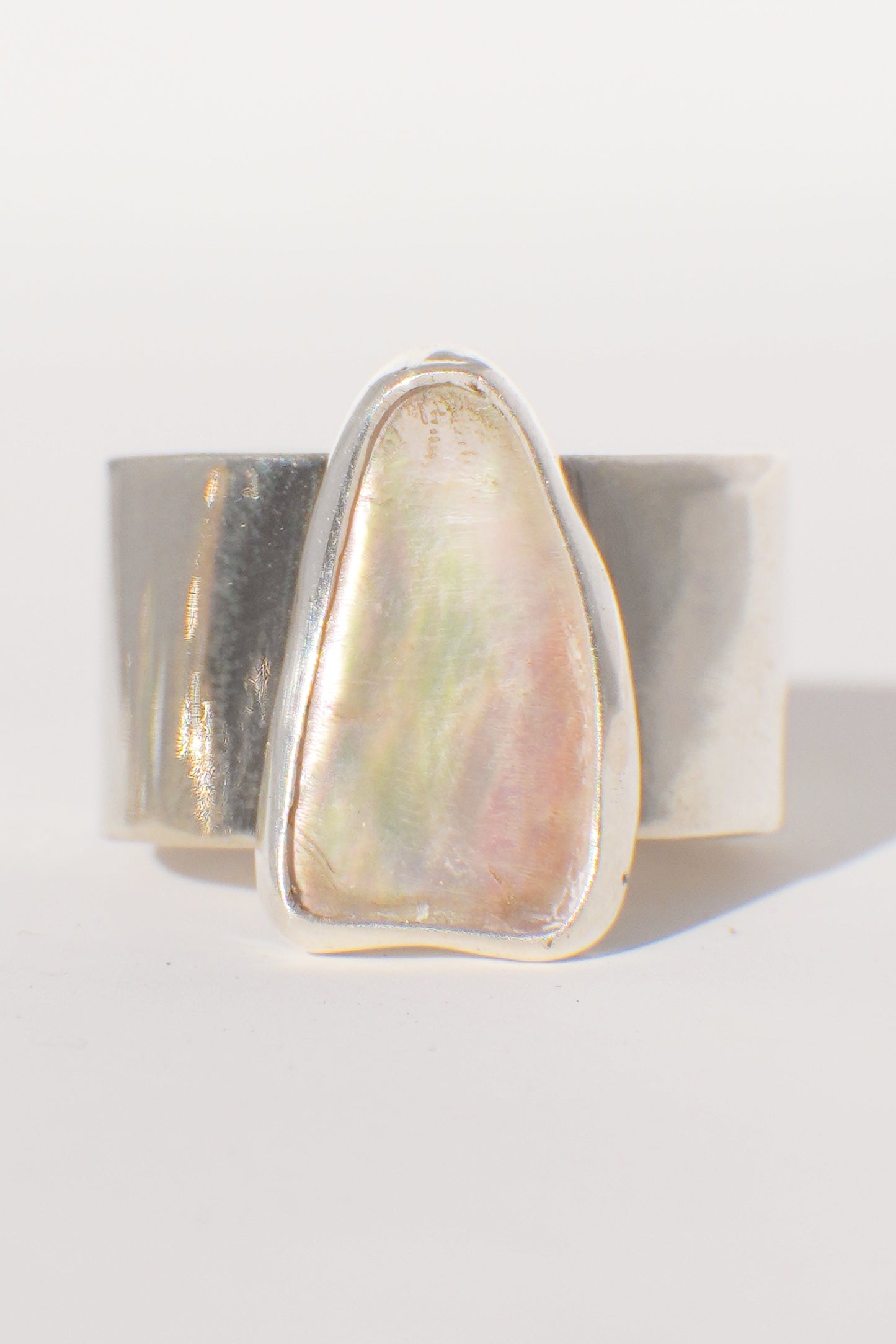 Wide Band Abalone Ring 7