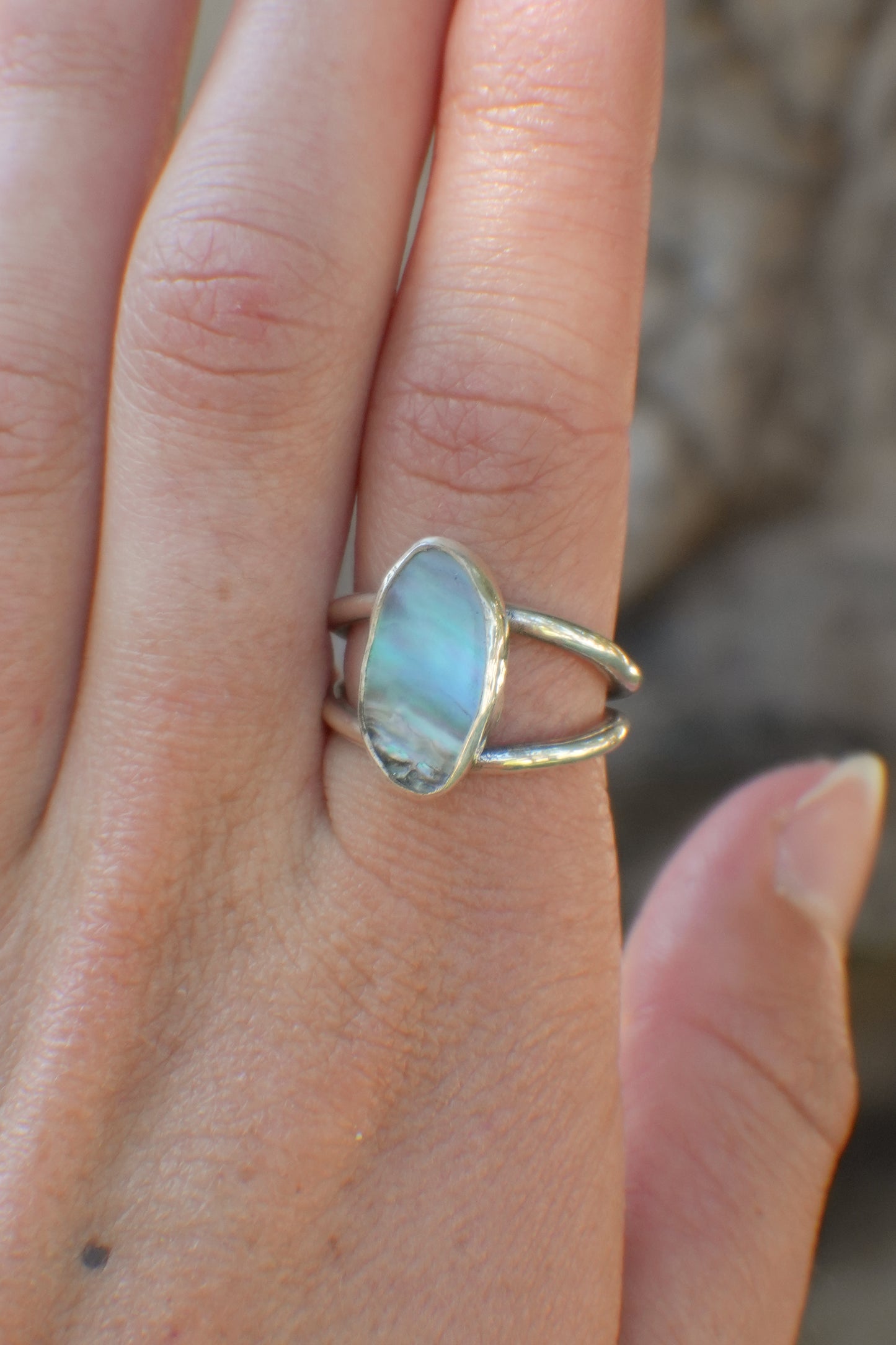 Double Band Abalone Ring 7