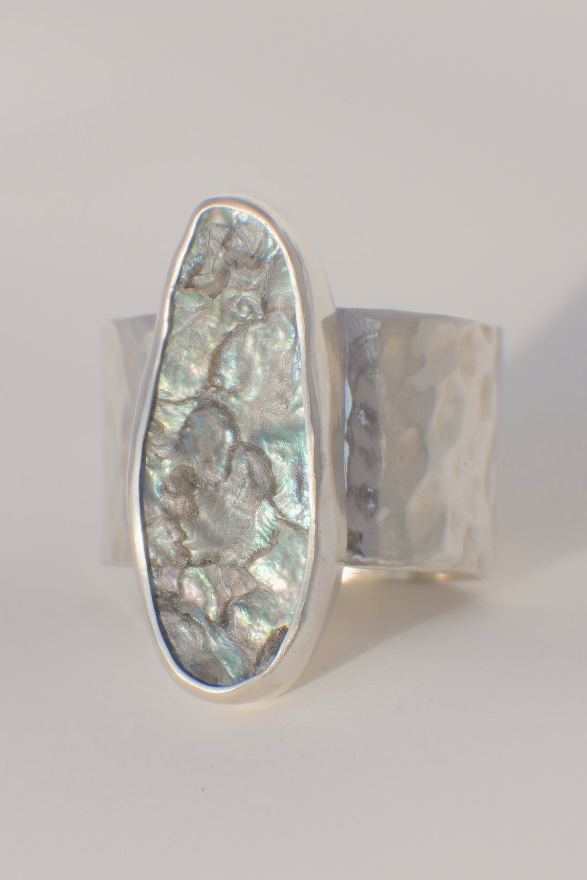 Wide Band Abalone Ring 7