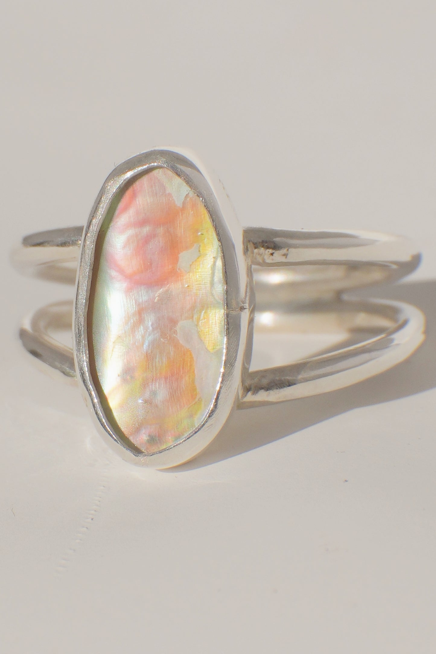 Double Band Abalone Ring 9.5