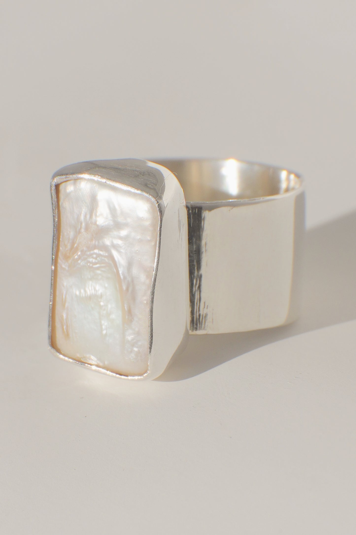 Wide Band Abalone Ring 7