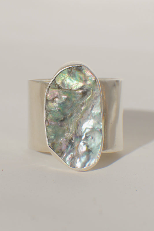 Wide Band Abalone Ring 5.75