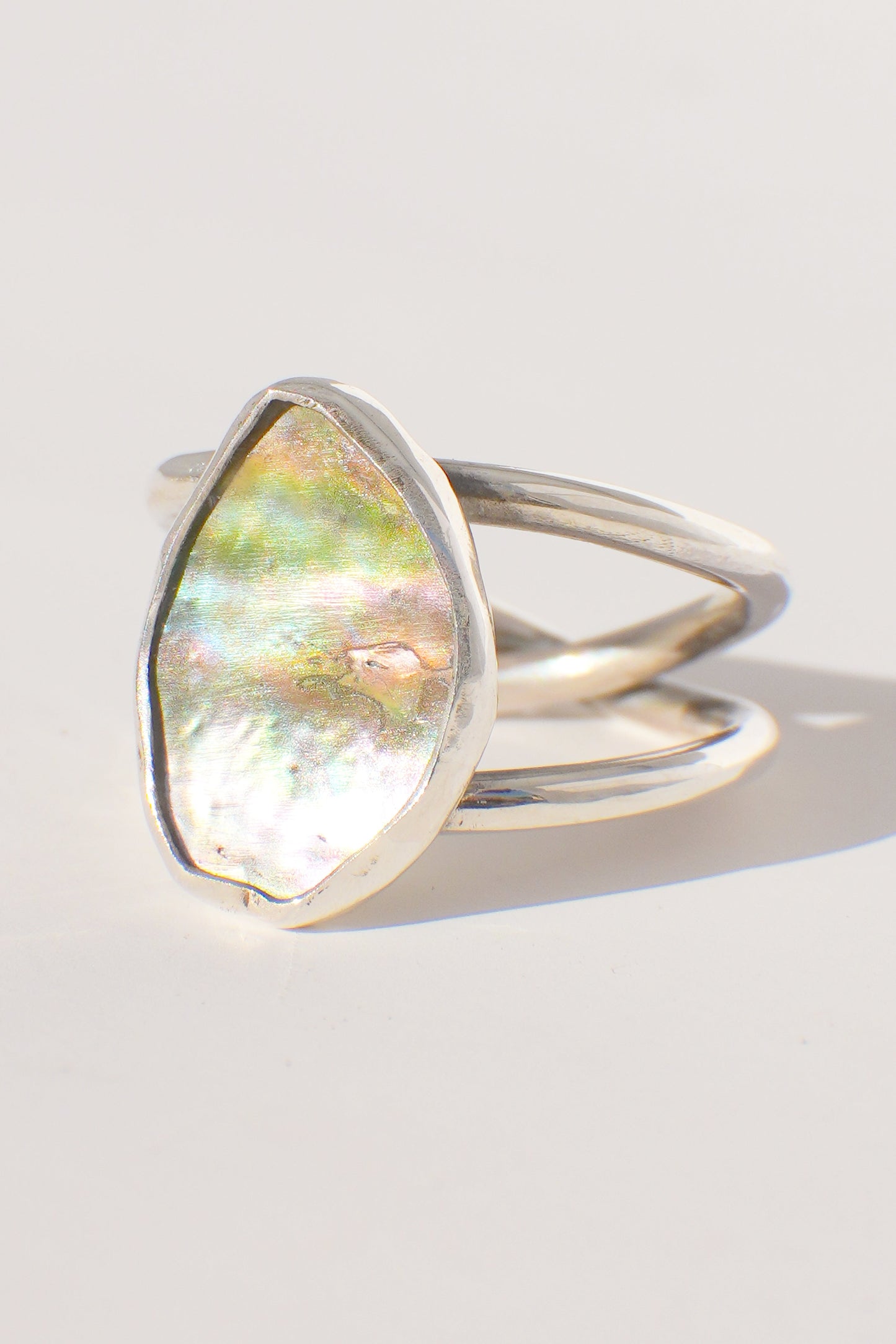 Double Band Abalone Ring 7