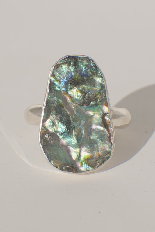 Dainty Band Abalone Ring 7