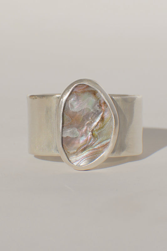 Wide Band Abalone Ring 9.5