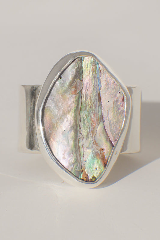 Wide Band Abalone Ring 7.5