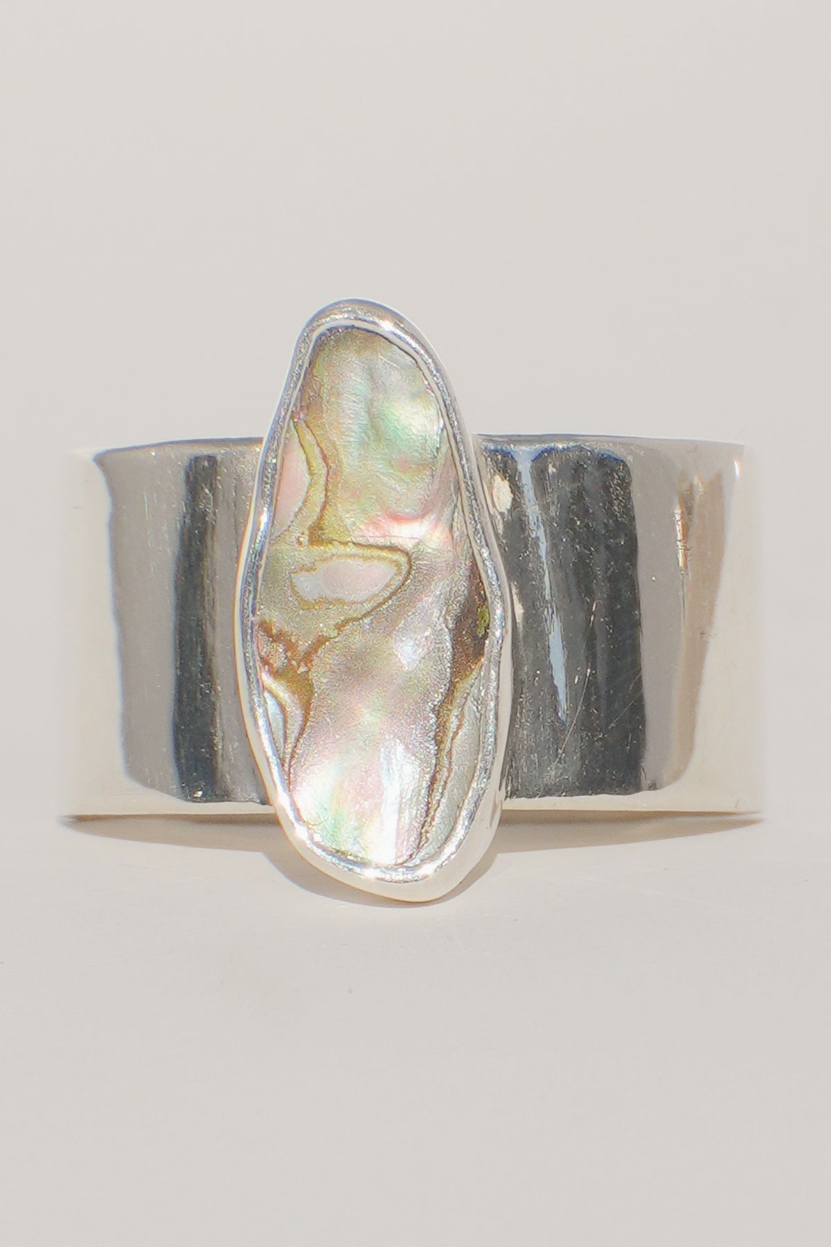 Wide Band Abalone Ring 8