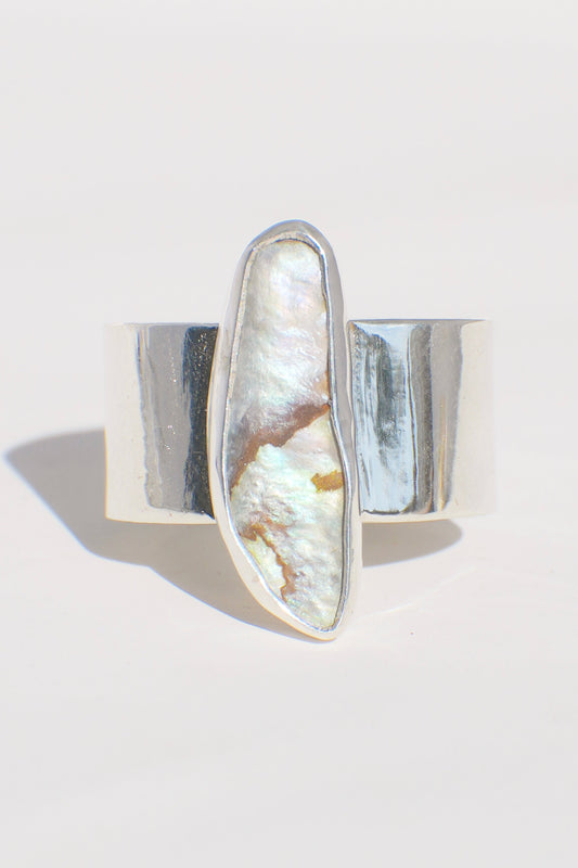 Wide Band Abalone Ring 9.5