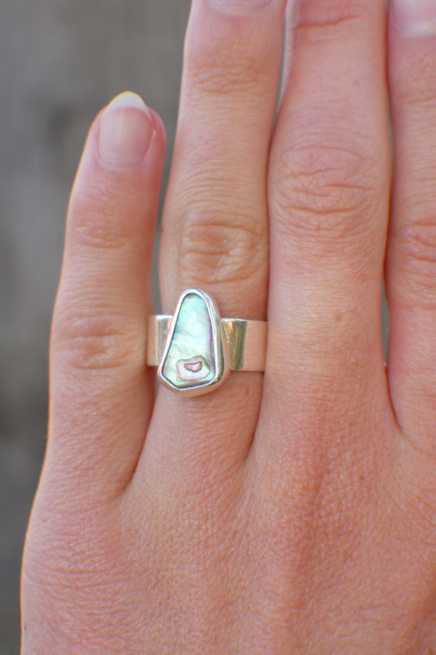 Wide Band Abalone Ring 5.5