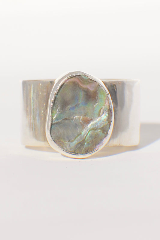 Wide Band Abalone Ring 6.5