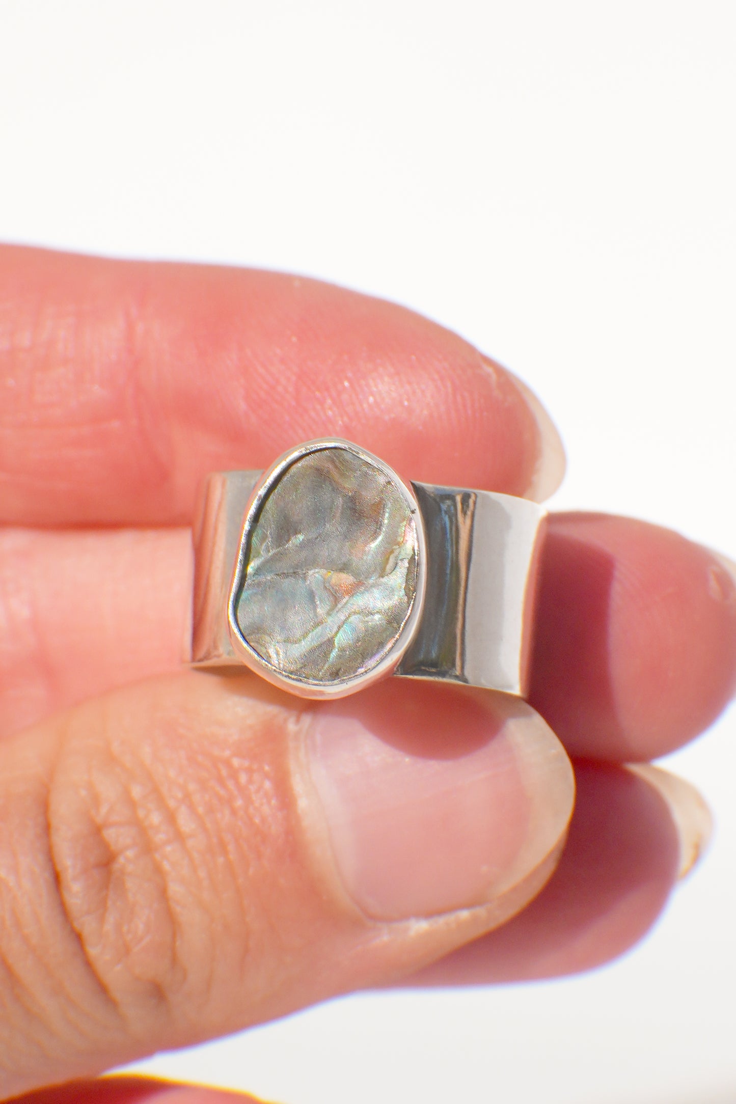 Wide Band Abalone Ring 6.5