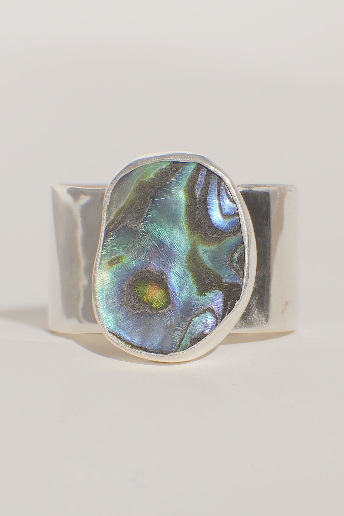 Wide Band Abalone Ring 7