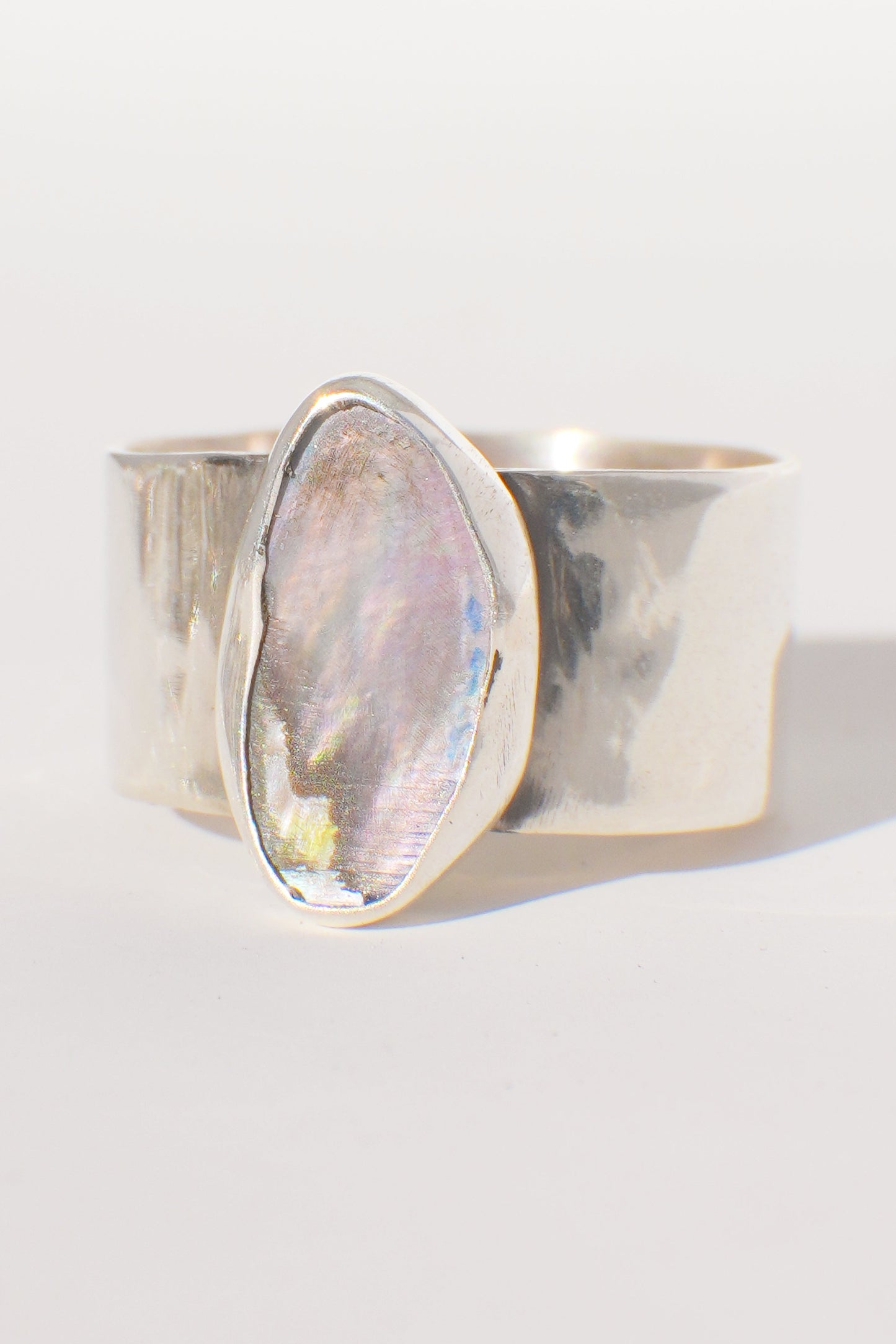 Wide Band Abalone Ring 11
