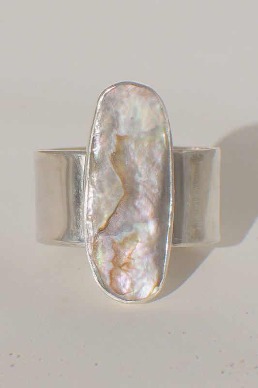 Wide Band Abalone Ring 10