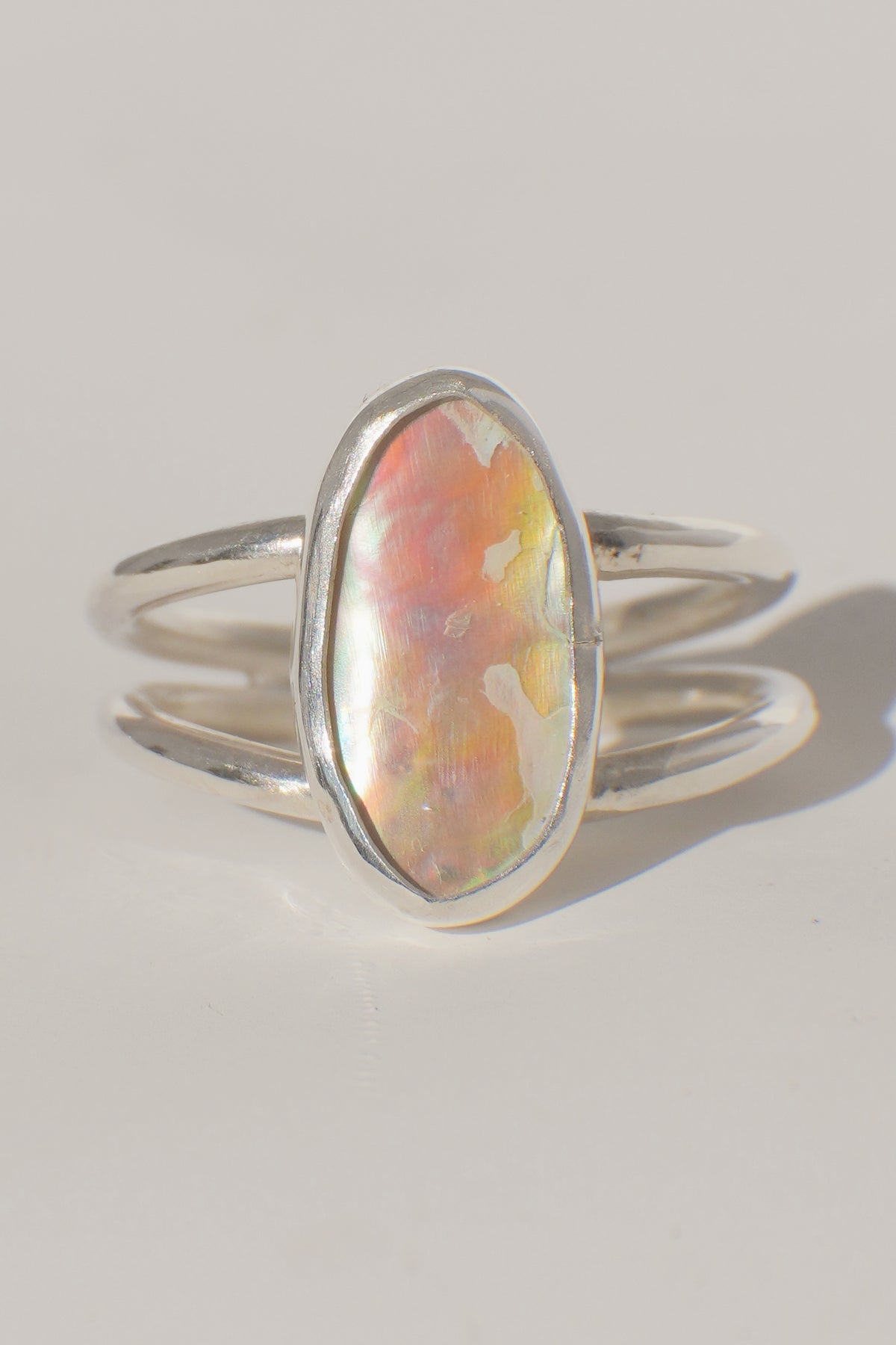 Double Band Abalone Ring 9.5