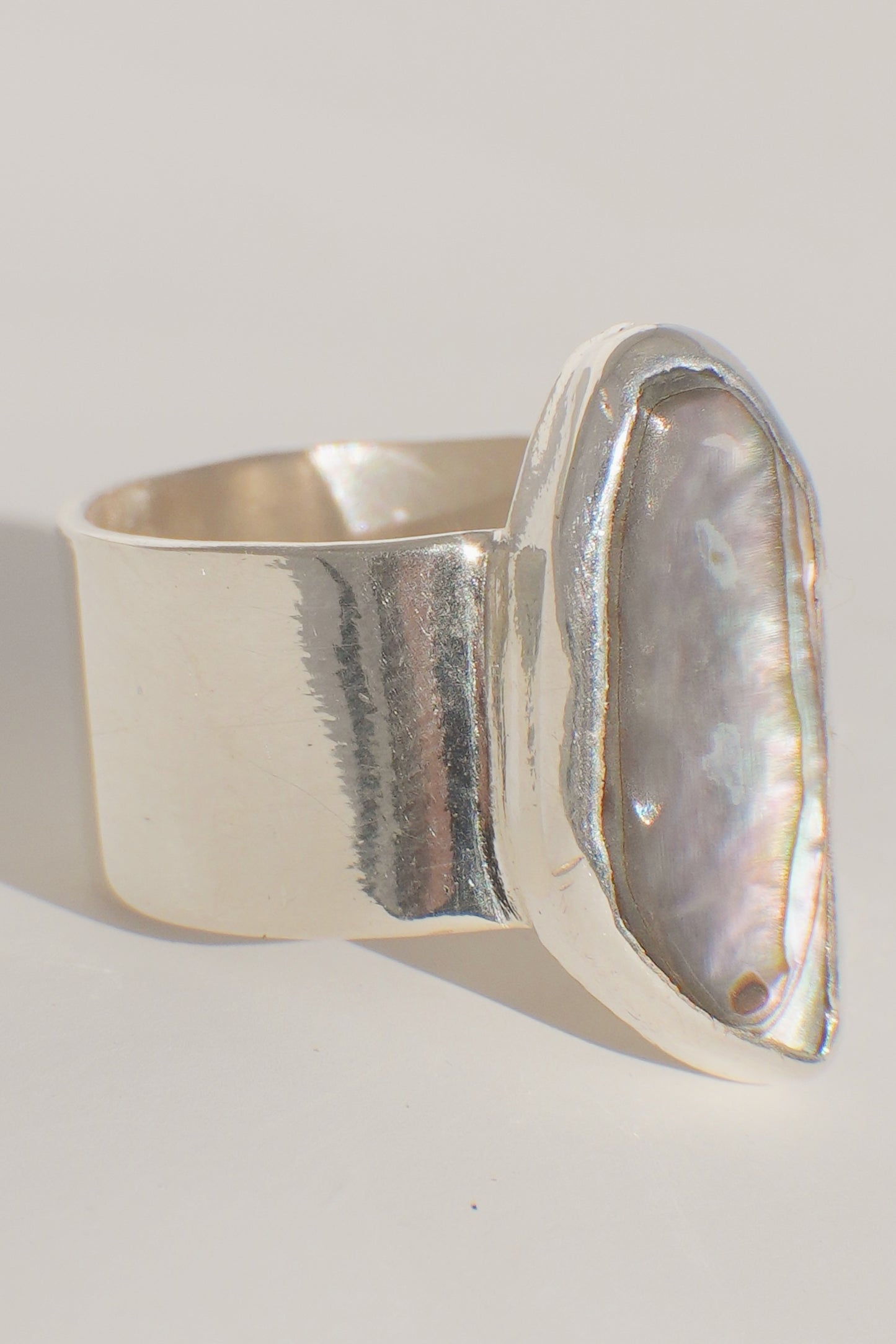 Wide Band Abalone Ring 7.5