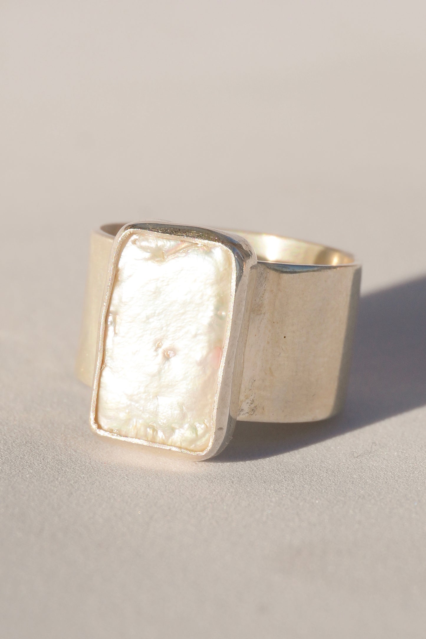Pearl Wide Band Ring 6