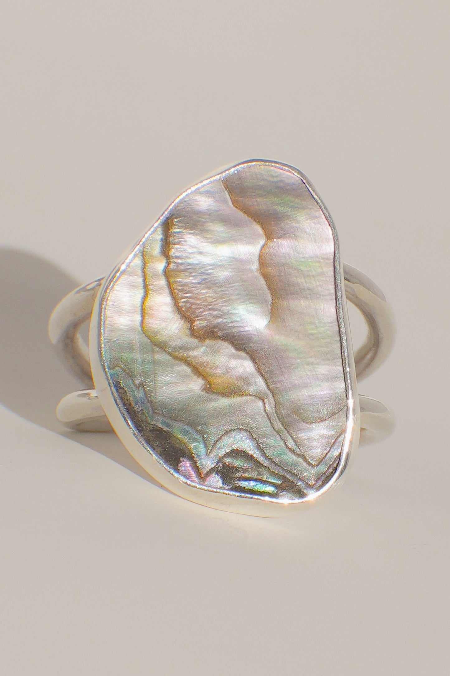 Double Band Abalone Ring 7.5