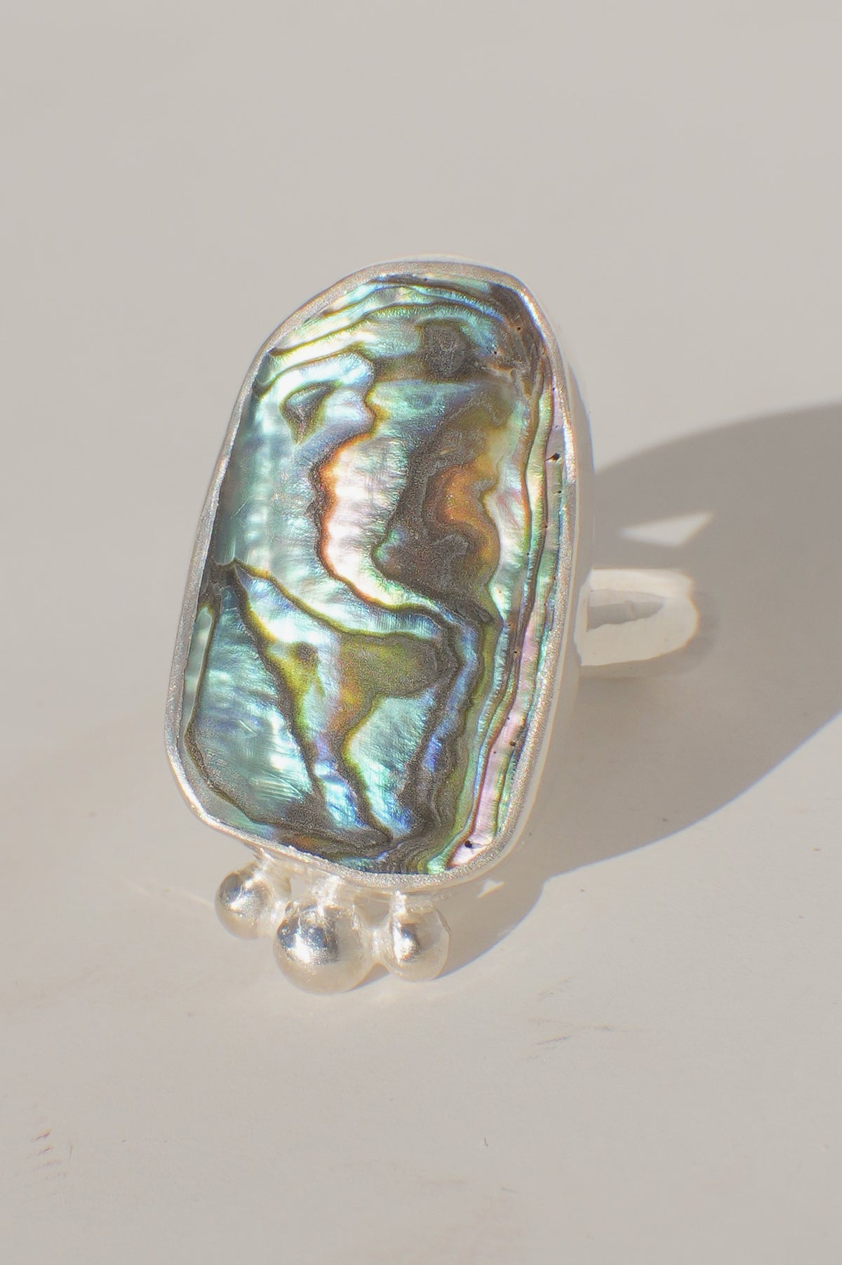 Twisted Dainty Band Abalone Ring 6