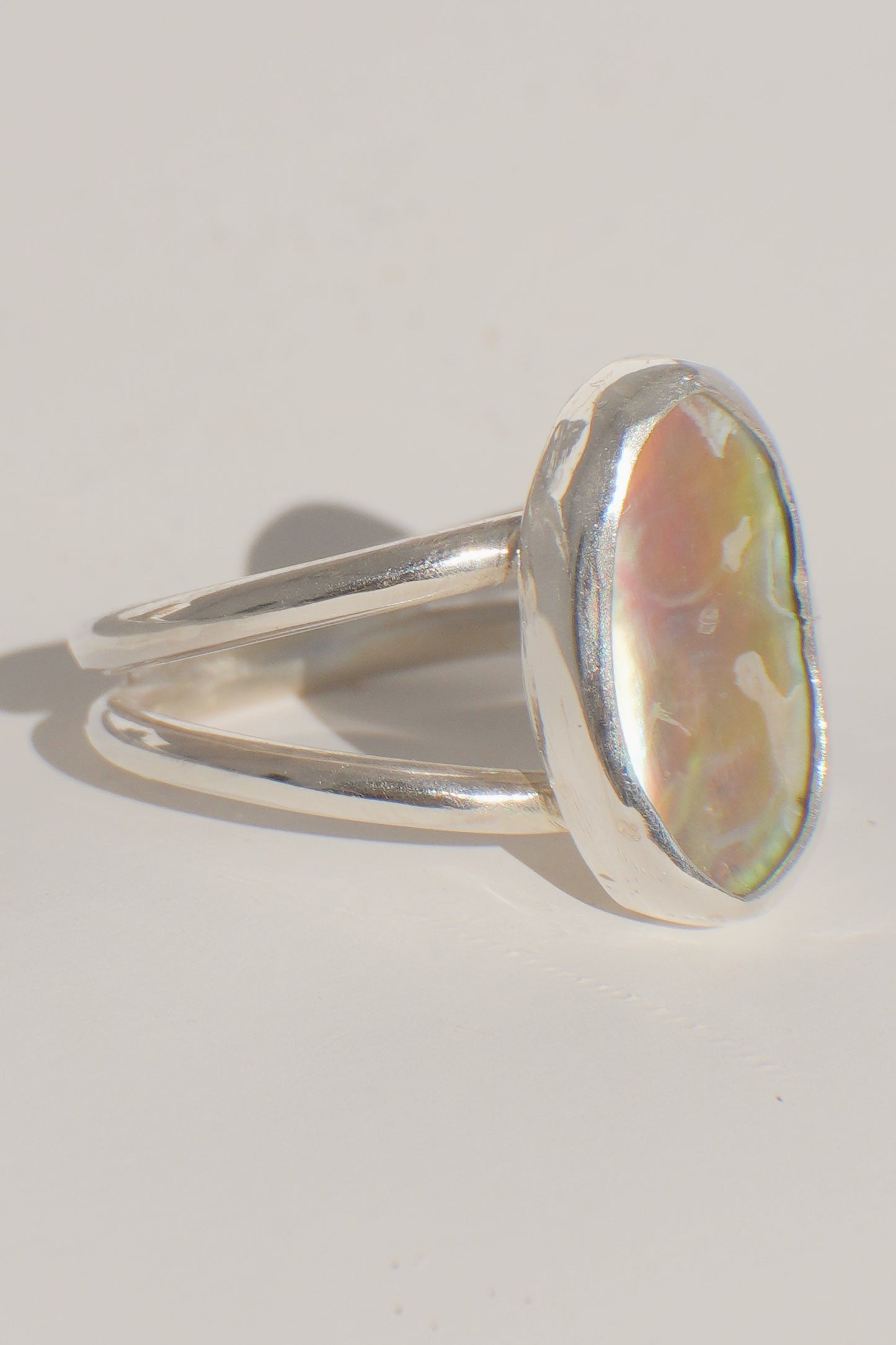Double Band Abalone Ring 9.5