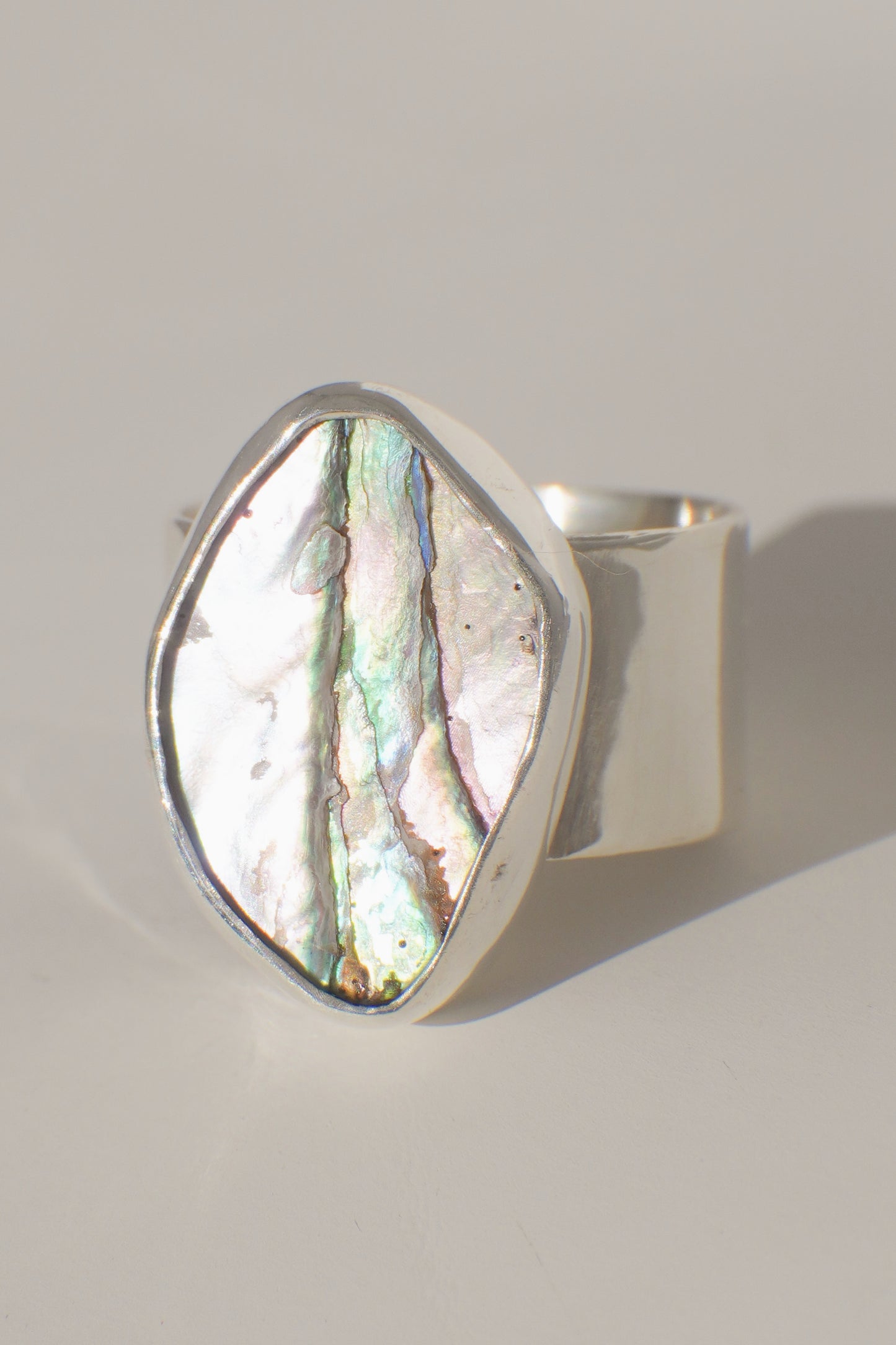 Wide Band Abalone Ring 7.5
