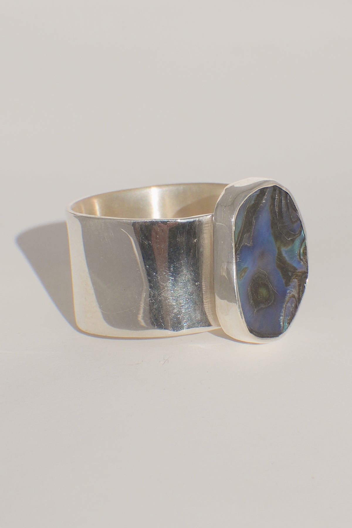 Wide Band Abalone Ring 7