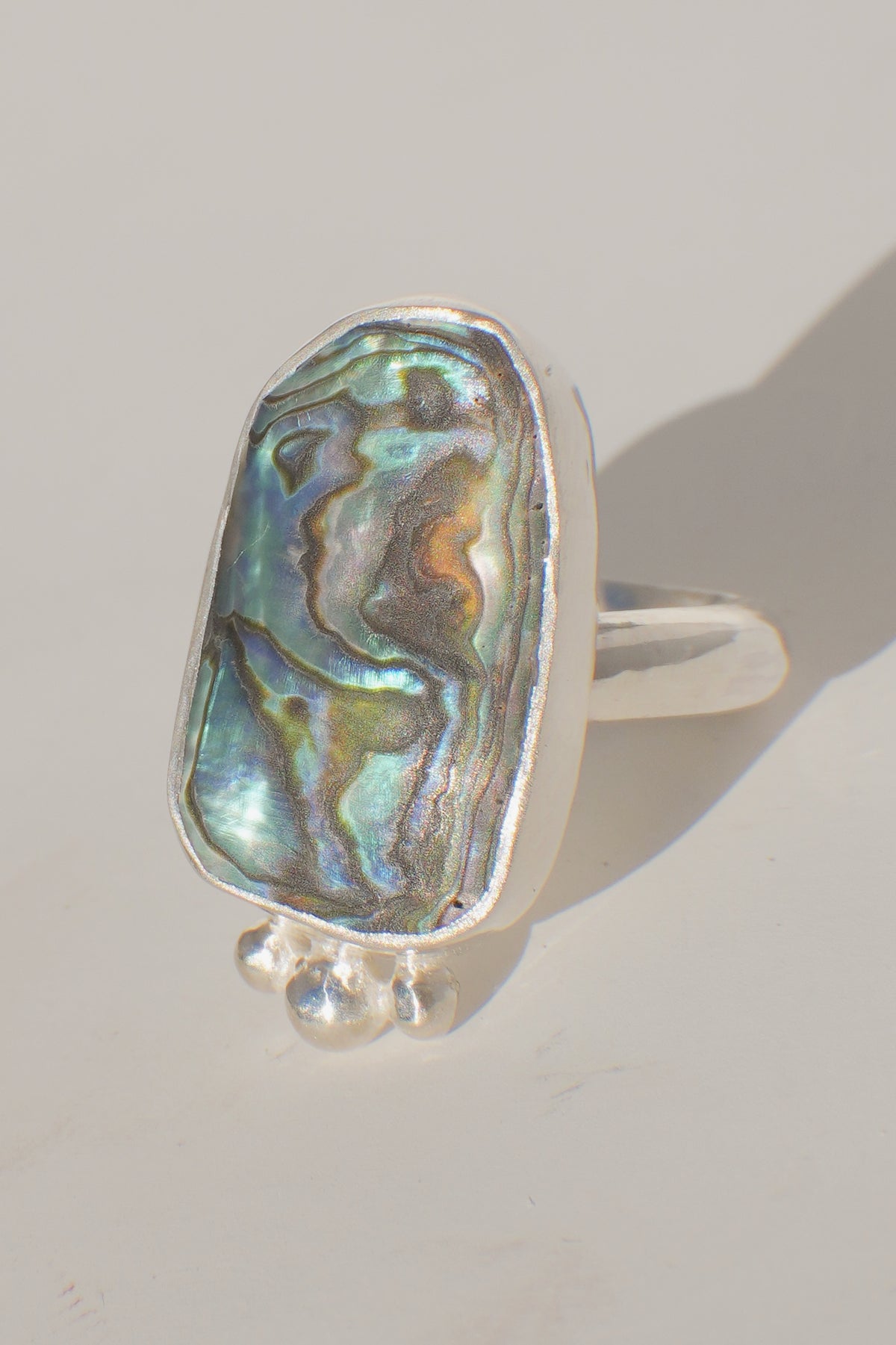 Twisted Dainty Band Abalone Ring 6