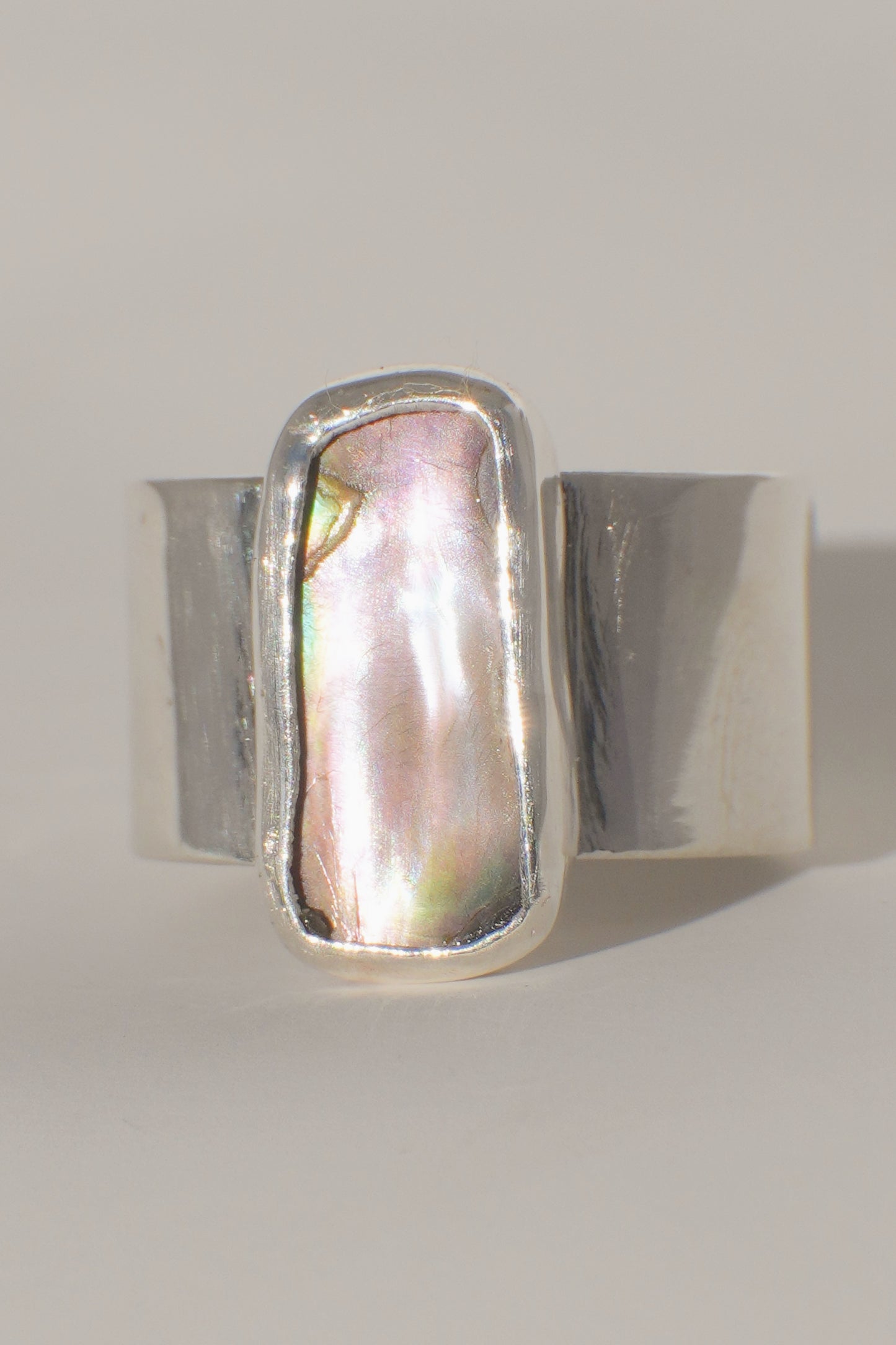Wide Band Abalone Ring 7.5
