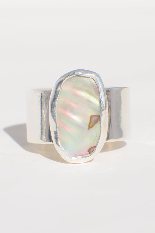 Wide Band Abalone Ring 7.5