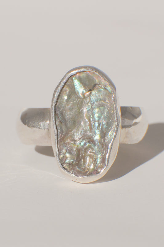 Chunky Band Abalone Ring 7