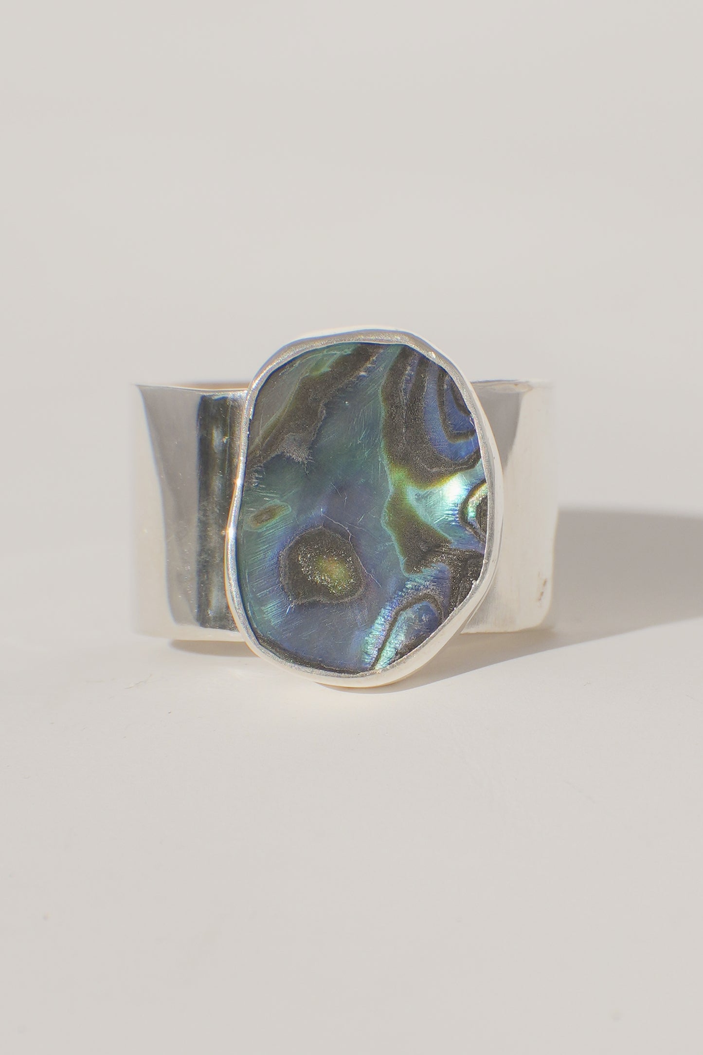 Wide Band Abalone Ring 7