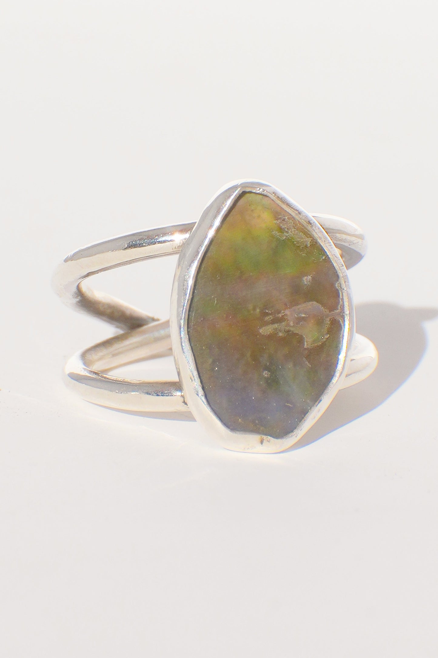 Double Band Abalone Ring 7