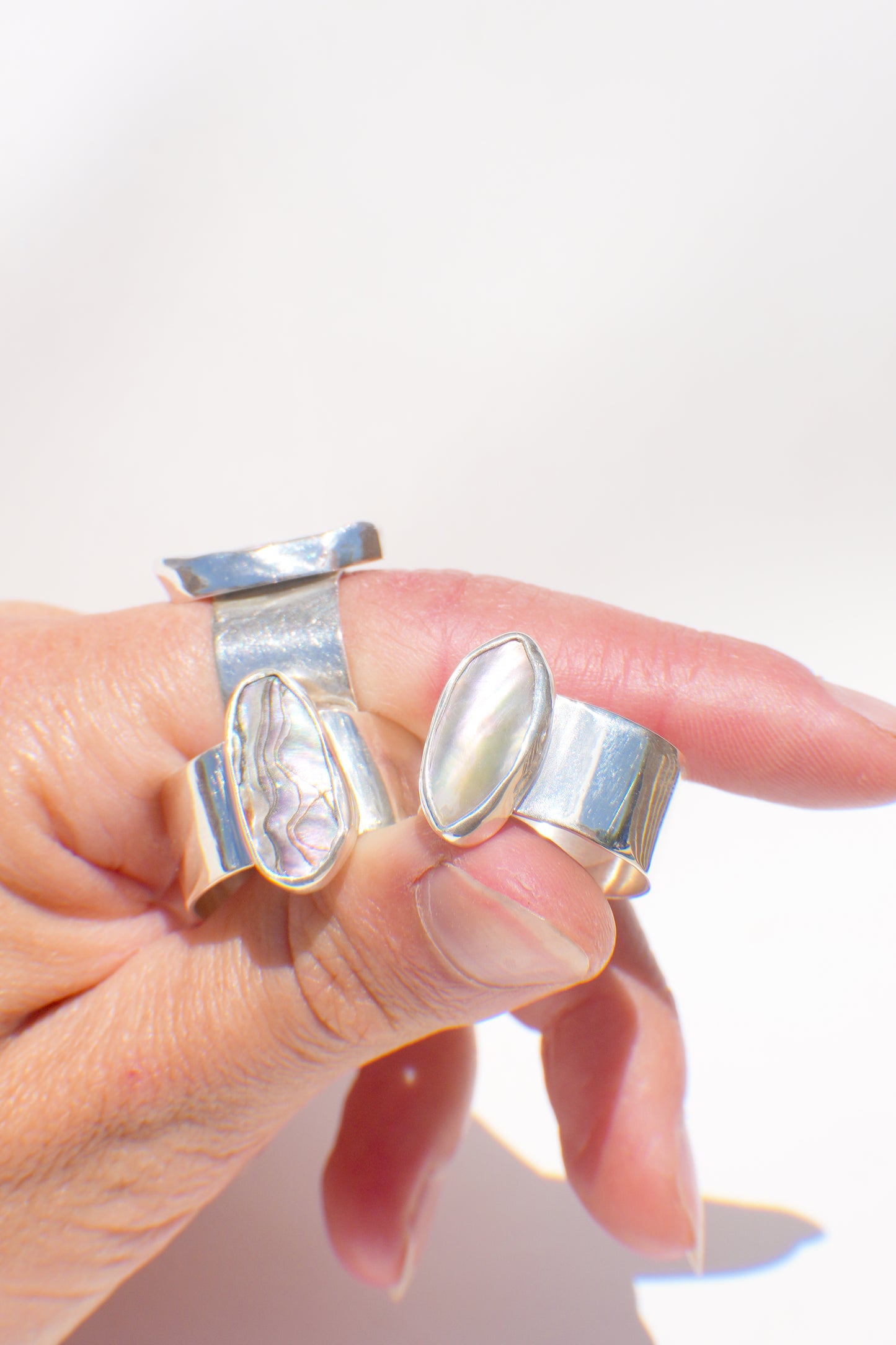 Wide Band Abalone Ring 10