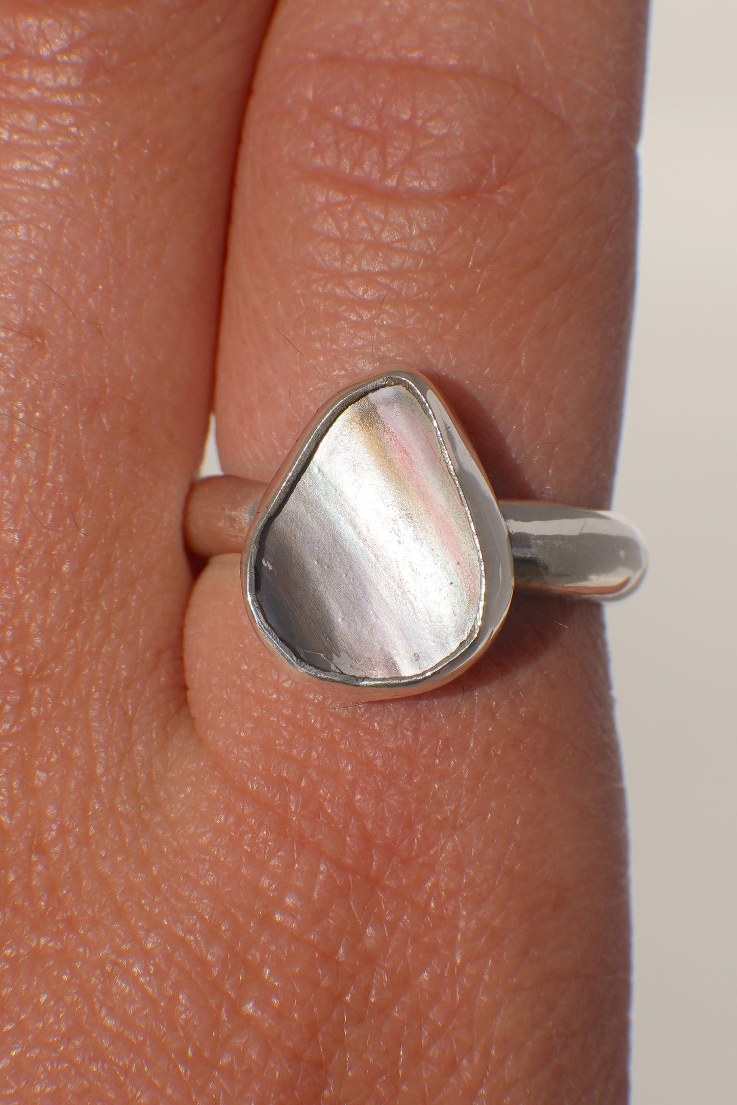 Chunky Band Abalone Ring 7
