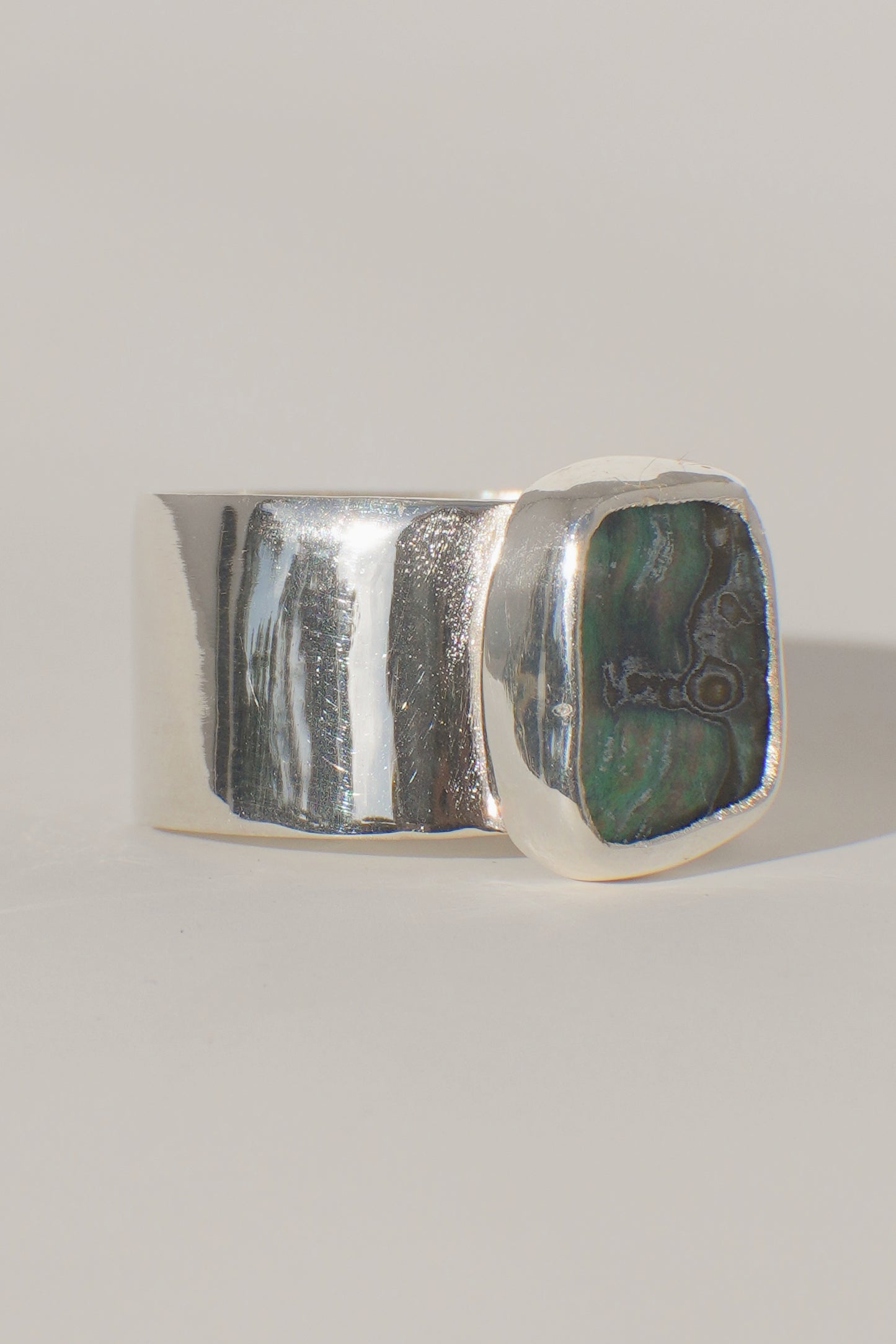 Wide Band Abalone Ring 6.5