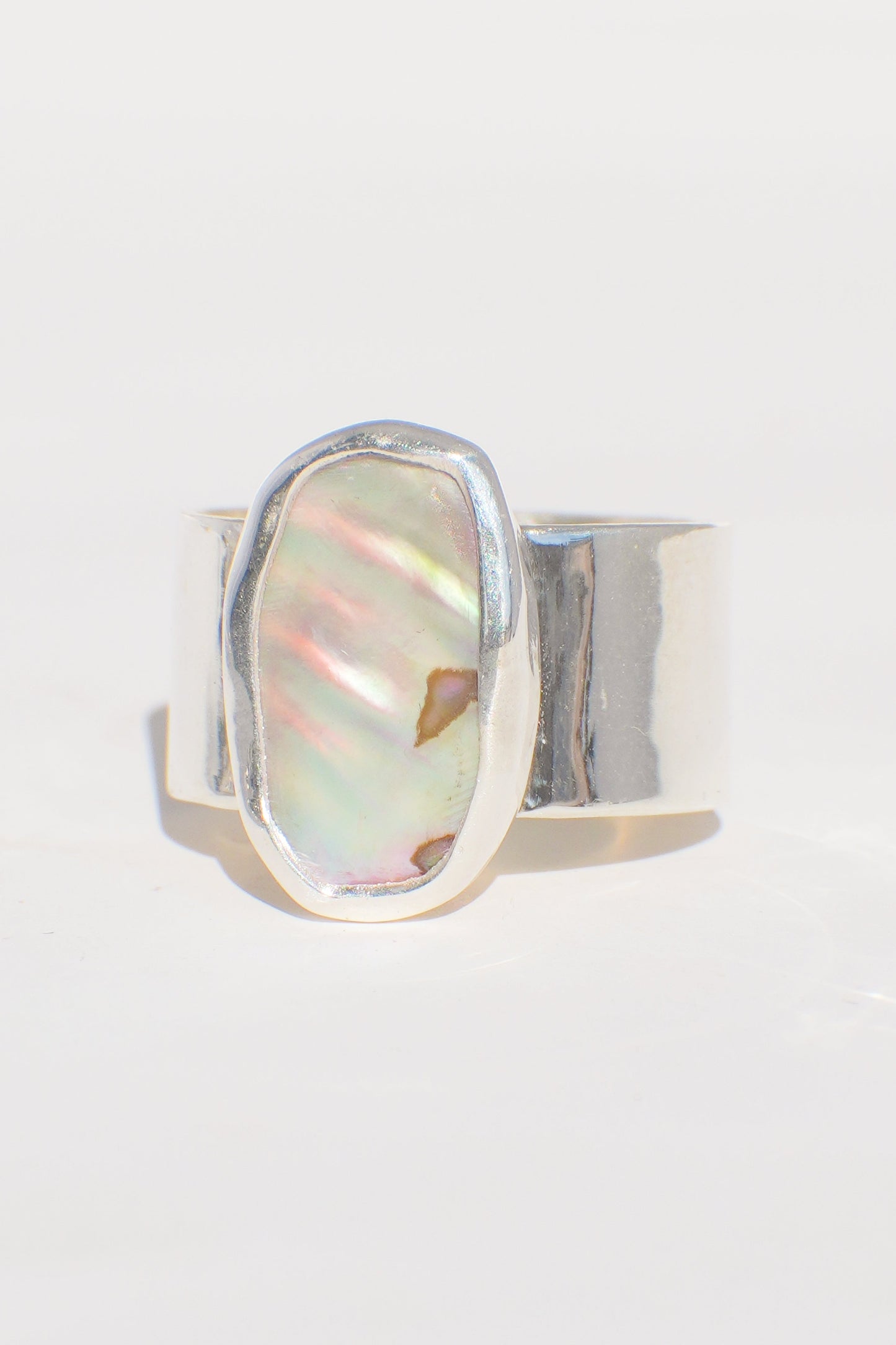 Wide Band Abalone Ring 7.5