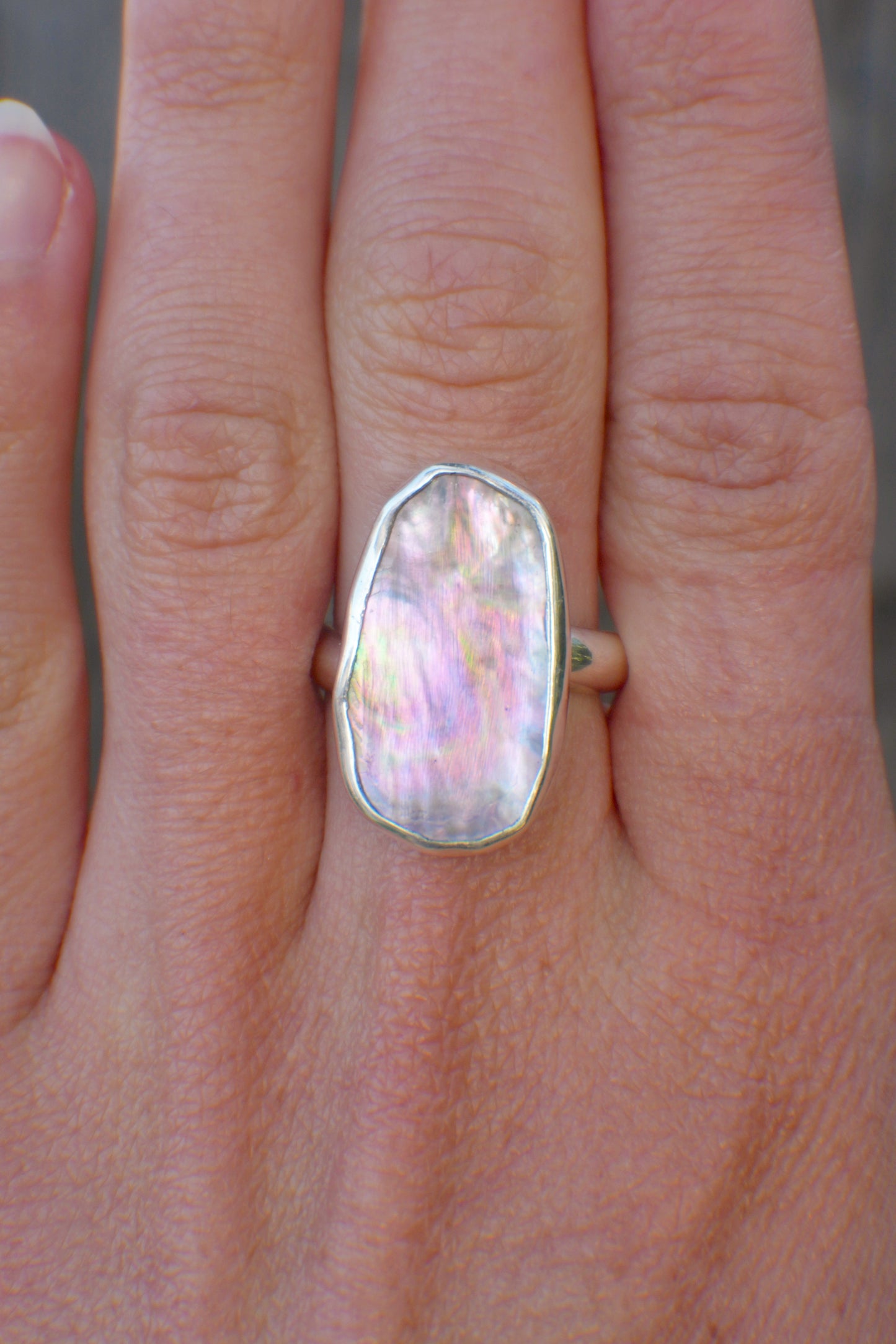 Chunky Abalone Ring 6.5