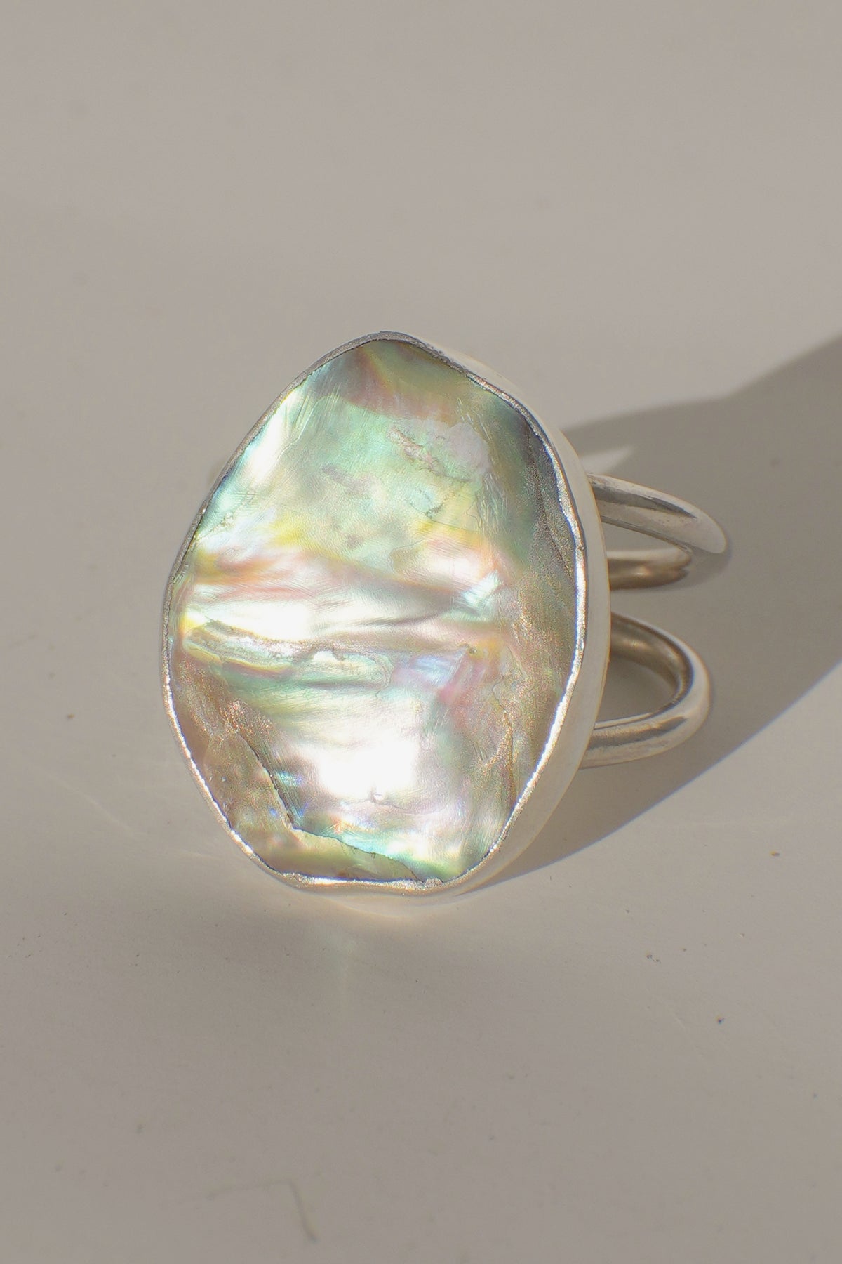 Abalone Double Band Ring 10.5
