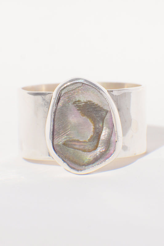 Wide Band Abalone Ring 7.5