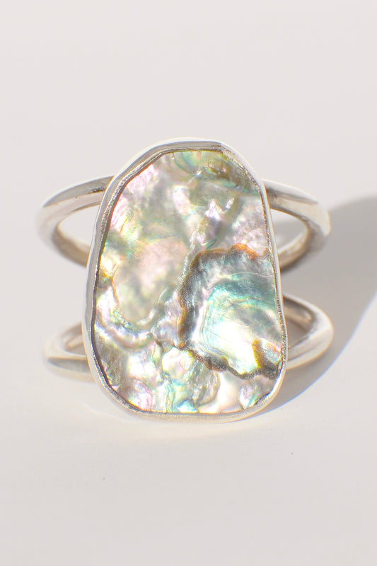Double Band Abalone Ring 8.5
