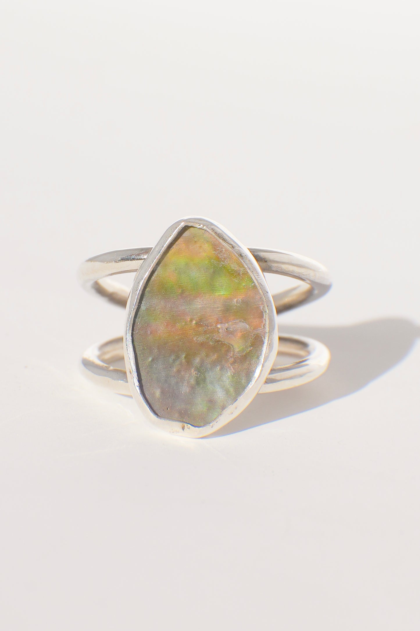 Double Band Abalone Ring 7