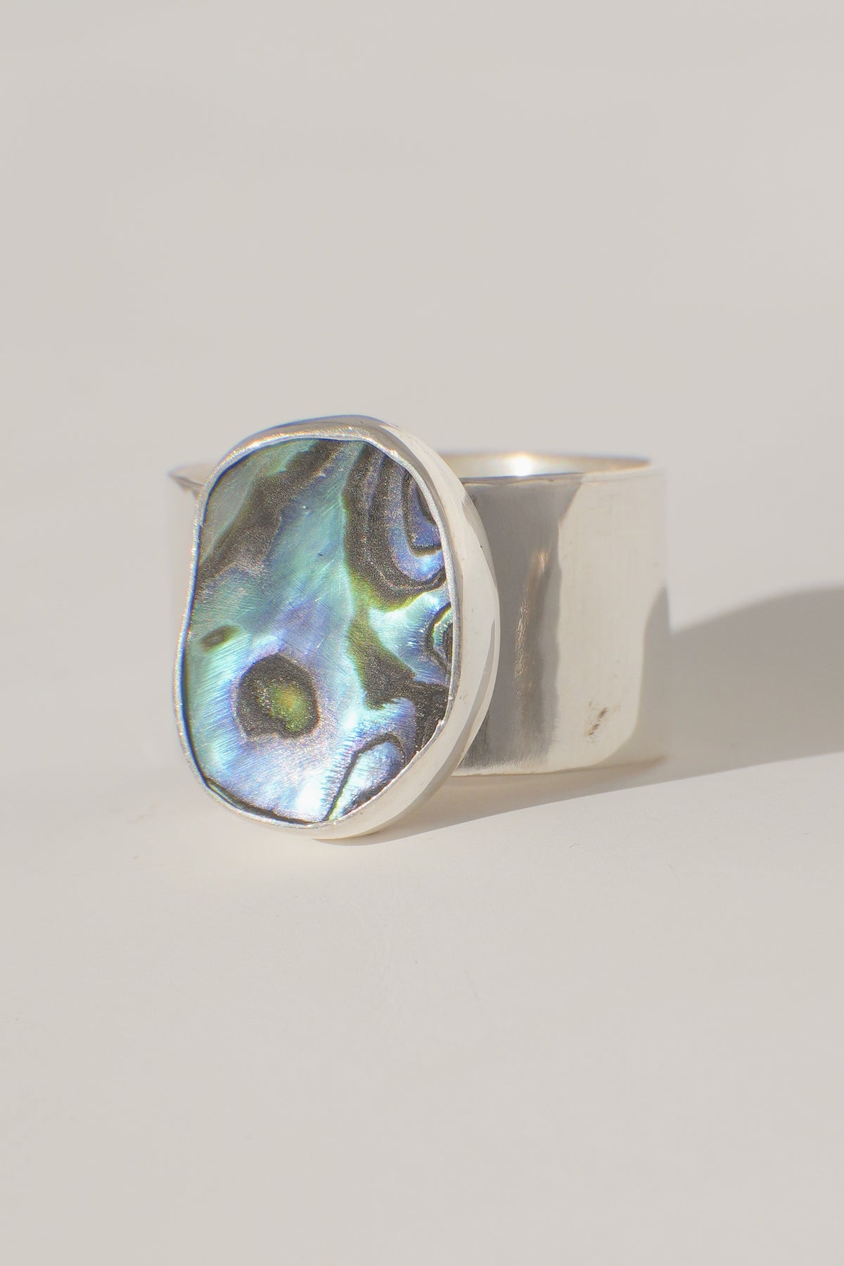 Wide Band Abalone Ring 7