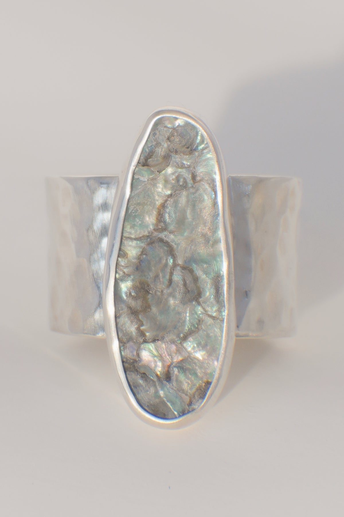 Wide Band Abalone Ring 7