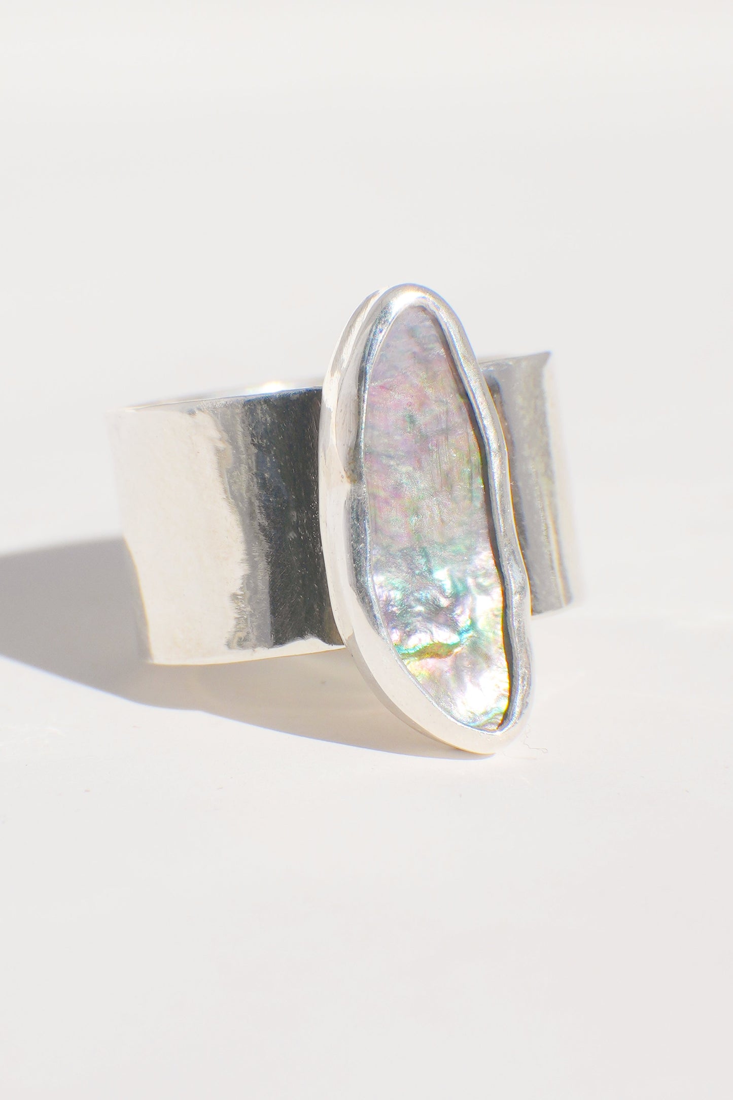 Wide Band Abalone Ring 6