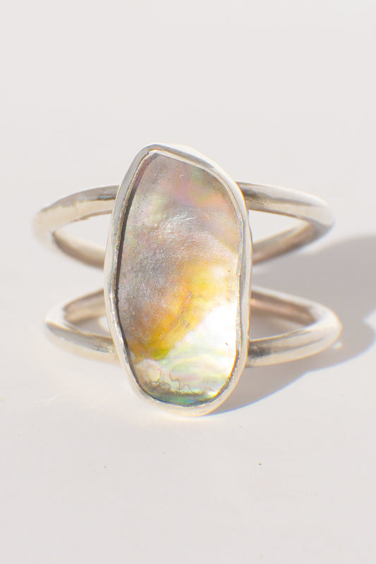 Double Band Abalone Ring 7.5